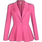 Genhoo Womens Business Casual Blazers Button Down Long Sleeve Full Lining Work Office Suit Jacket Outfit with Padded Shoulder
