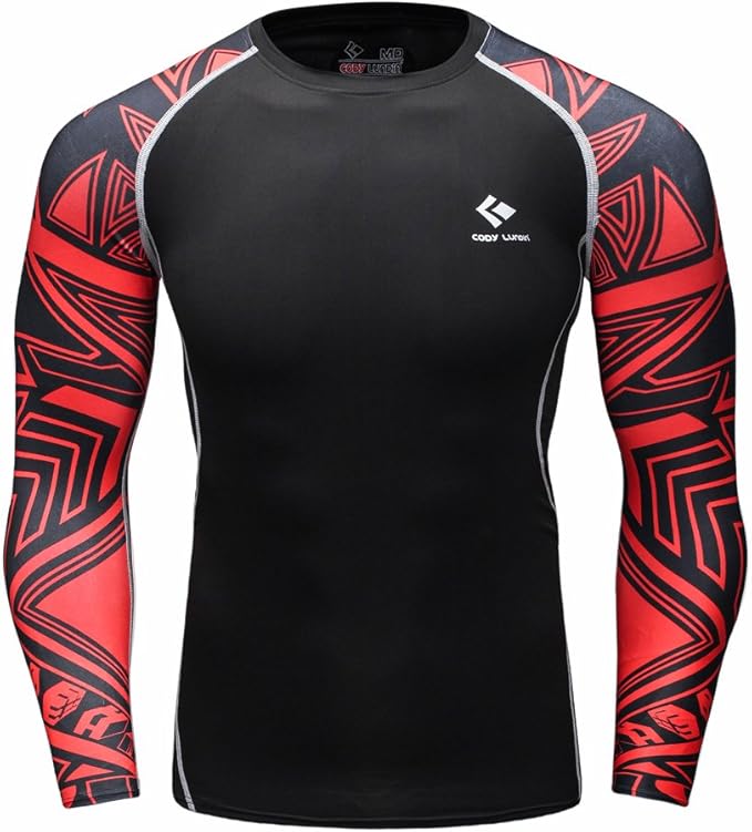 CT105 Tight Compression Shirt Top Base Layer Pattern Long Sleeve for