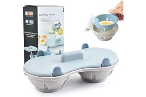 Egg Poacher Microwave Egg Cooker, 2 Cavity Edible Silicone Double Drain Poached Egg Cups, Microwave Egg Poacher Kitchen Cooki
