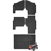 Naibeve Floor Mats for Polaris Ranger XP 1000 Crew 2019-2025 (4 Passenger)-All Weather for Polaris Ranger XP 1000 Floor Mats Liners 2 Row & Cargo Mats Bed Liner (Floor Liner+Trunk Mat)