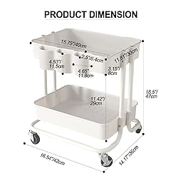 2-Tier Utility Rolling Cart Storage Sofa Side Table