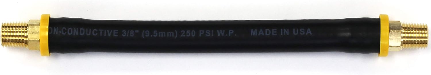 18-inch Short Air Compressor Hose: 1/4" Male NPT to 1/4" Male NPT Connections (Lead-Free Brass) - - 