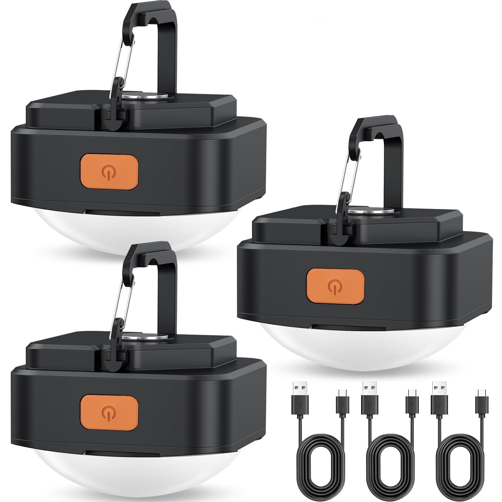 Photo 1 of Rechargeable Camping Lights FLY2SKY 3Pcs Black Tent Lights Mini Flashlight Portable LED Camping Lantern Survival Gear Camping Accessories for Hiking Backpacking Fishing Hurricane Emergency Outage