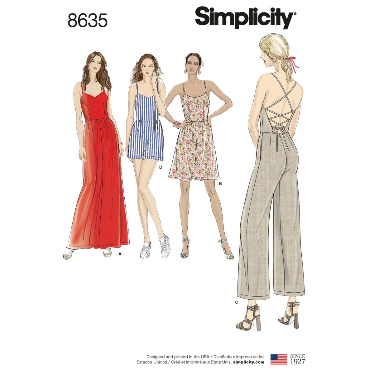 Simplicity Women’s Dress, Jumpsuit and Romper Sewing Pattern, Paper, White, 14/16/18/20/22