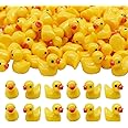 AWEELON 100 Pcs Mini Resin Ducks Tiny Ducks Miniature Duck Figures for Slime Charms DIY Craft Micro Landscape Garden Aquarium Dollhouse Decoration for Christmas Birthday Party
