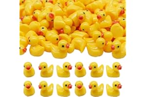 AWEELON 100 Pcs Mini Resin Ducks Tiny Ducks Miniature Duck Figures for Slime Charms DIY Craft Micro Landscape Garden Aquarium Dollhouse Decoration for Christmas Birthday Party