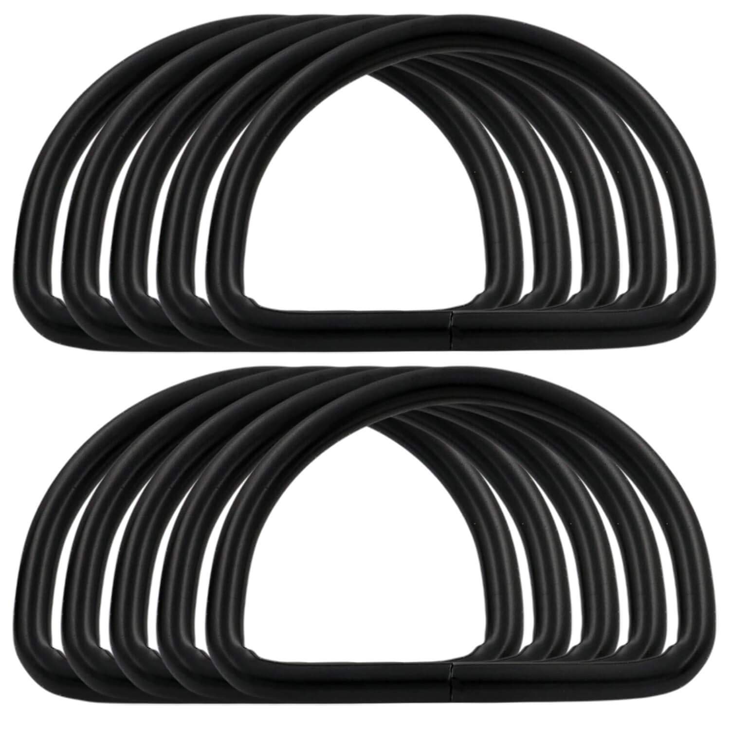 BIKICOCO Metal D-Rings Buckle, 2 Inch Non-Welded for Webbing Sewing DIY - Black - Pack of 10