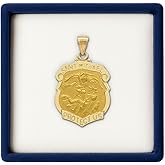 Cross+Crown Premium 14K Yellow Gold Saint Michael Pendant, Durable Double-Bonded 14K Pendant for Necklace, Women & Mens Gold St Benedict Badge Medal with Premium Jewelry Box, Handcrafted Religious Jewelry in the USA