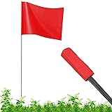 100Pack Red Marking Flags, JIZHGRAD 16x4x5 Inch