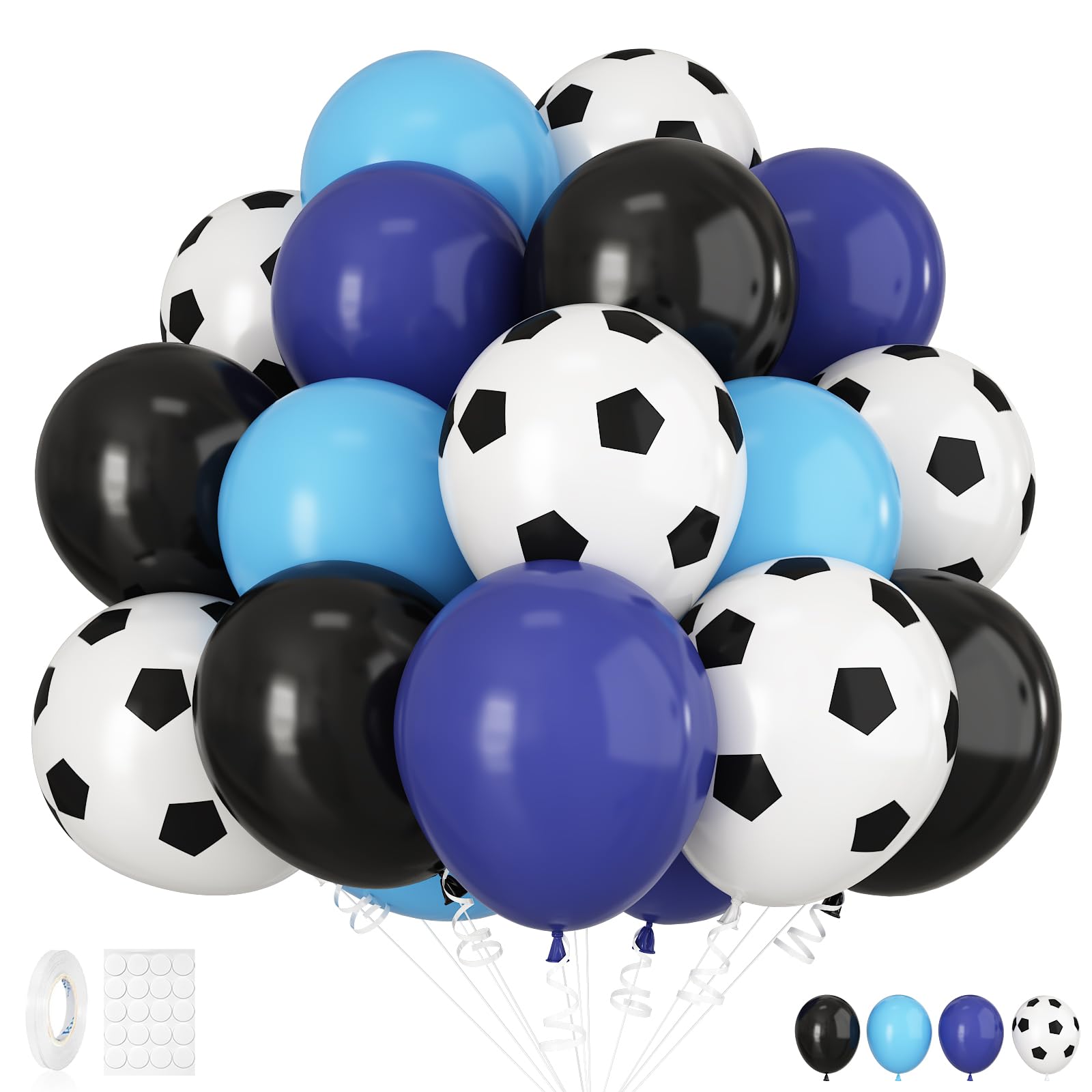 Photo 1 of 30pcs Soccer Balloon Blue Black,Soccer Print Balloon Set,Football Birthday Decorations 12 Inch for Boys Kids Football Sport Theme Party Decorations