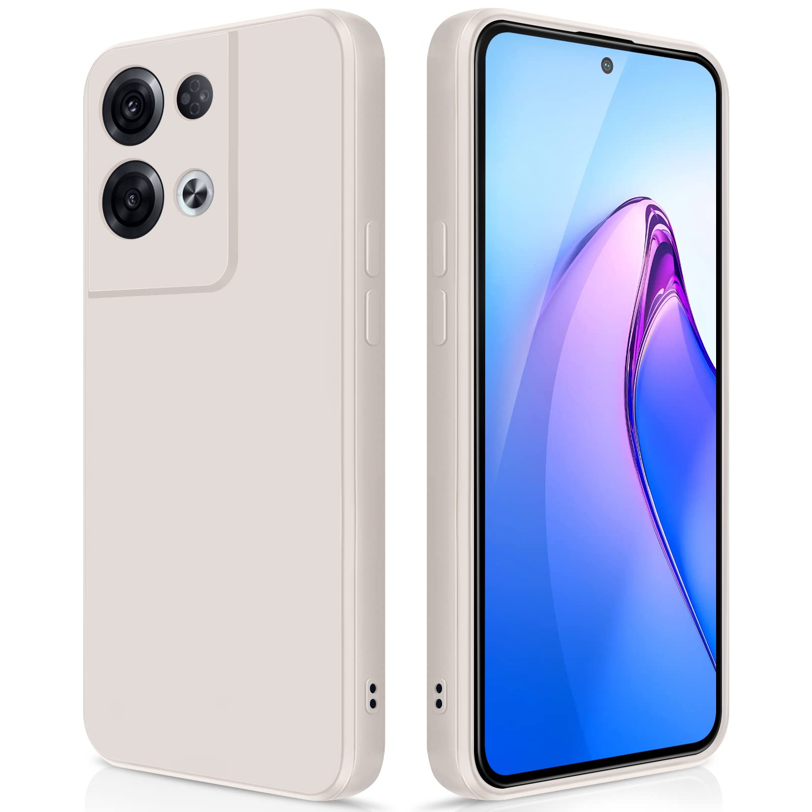GiiYoon Case Compatible with OPPO Reno 8 Pro, Silky-Soft Touch Full-Body Protective Phone Silicone Case, Shockproof Cover with Microfiber Lining, off white — image 1