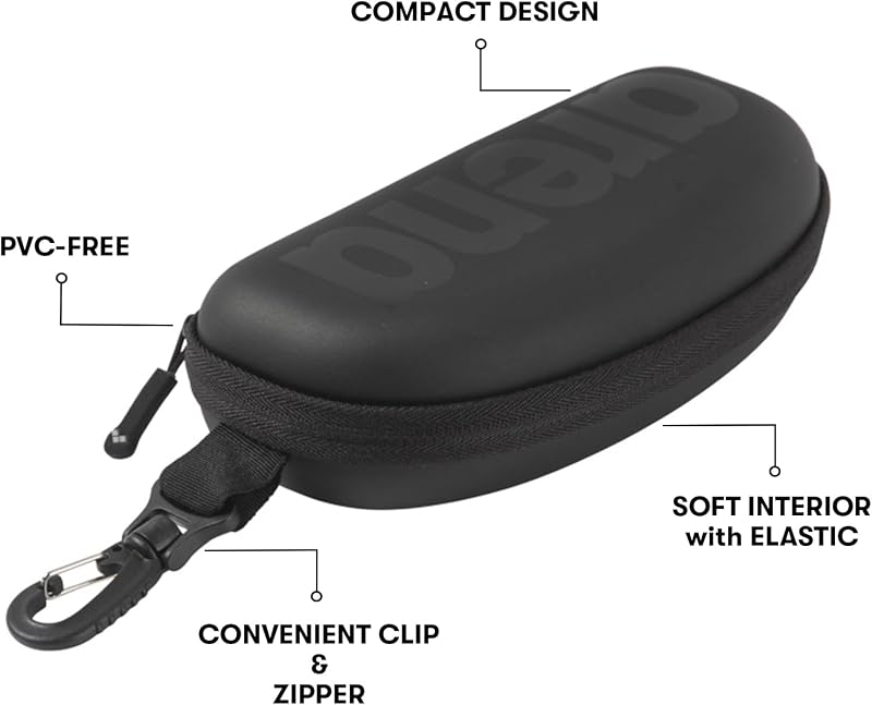 Swim Goggle Case, Étui pour Lunettes de Natation, Étui Rigide, Couleur Noire