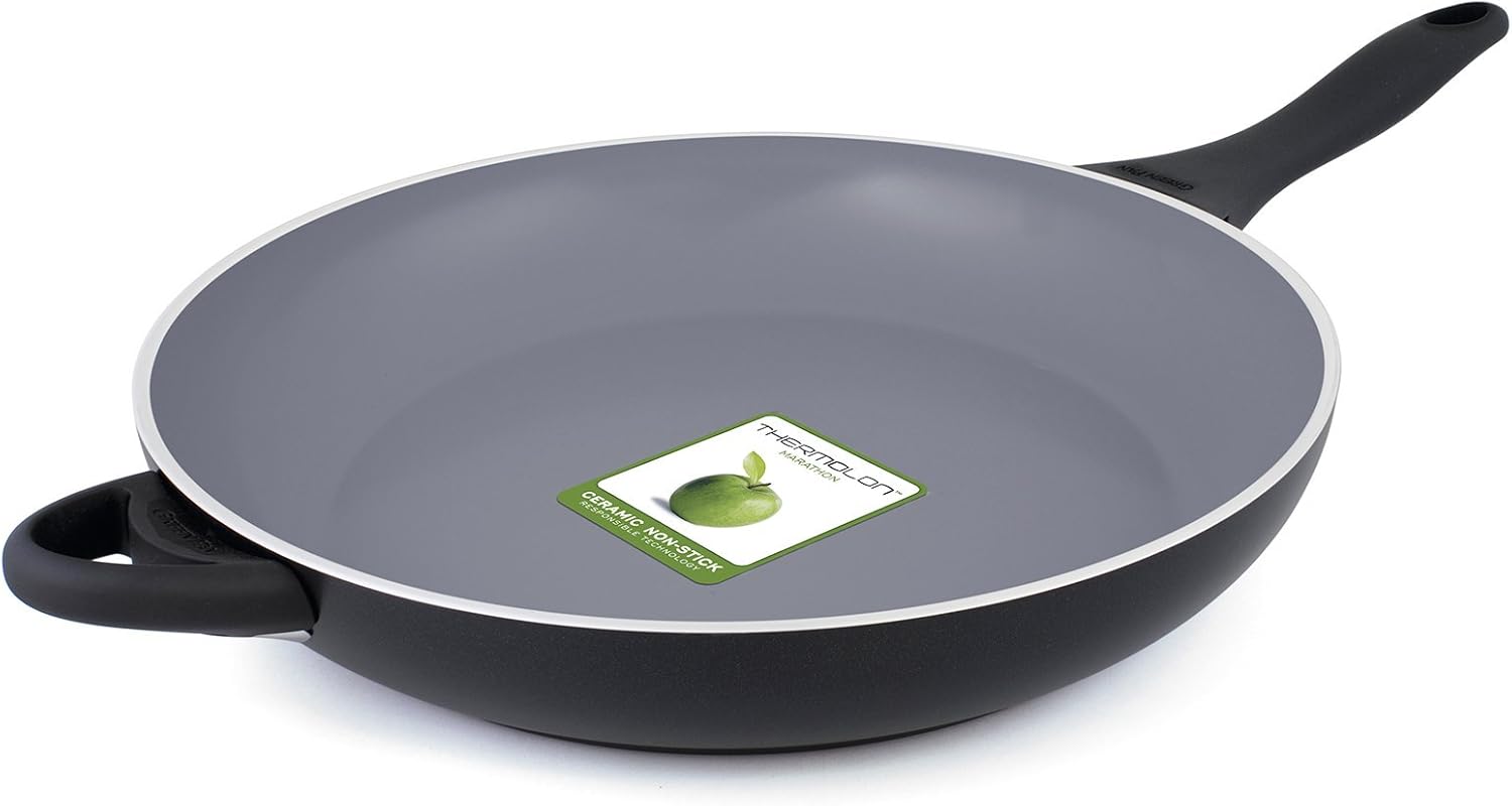Greenpan Kyoto Trimmed 32 cm Ceramic NonStick Open Fry Pan with Helper