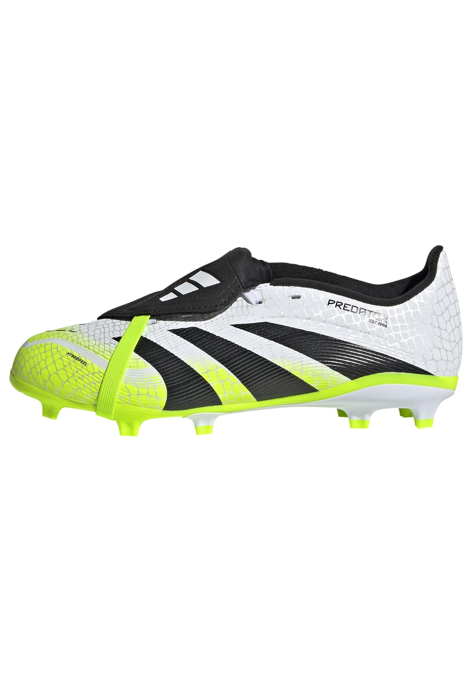 adidas Unisex-Kids League Predator Fold-Over Tongue Firm Ground/Multi Ground, White/Black/Lucid Lemon, 11.5