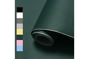 WADILE Peel and Stick Wallpaper 15.9in x 196.8in, Solid Color Contact Paper Waterproof, Vinyl Colored Wall Paper Self Adhesive, Textured Wallpaper Removable for Cabinets/Countertop, Dark Green
