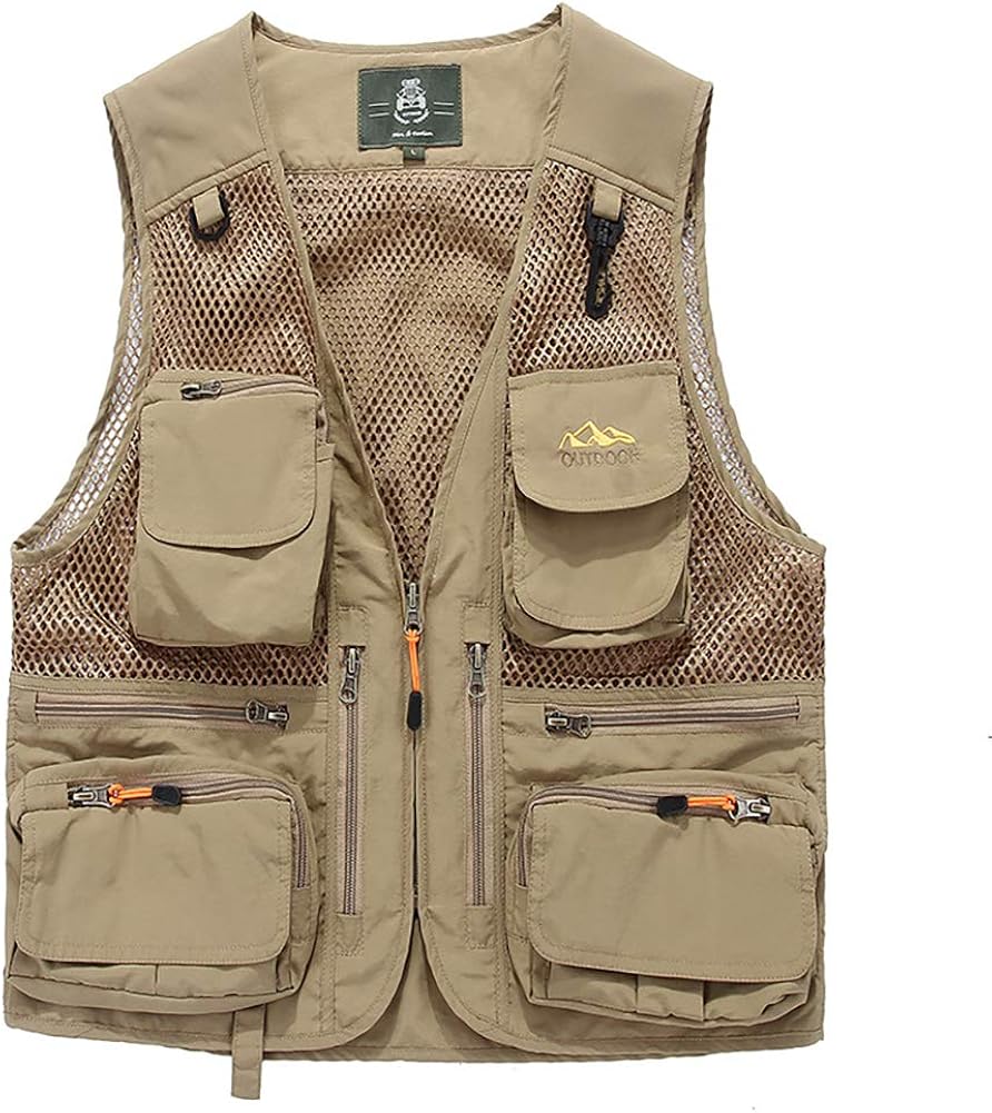 Outdoor Arbeit Fotografie Windtor Herren Netz-Angelweste mit Mehreren Taschen Journalist-Weste