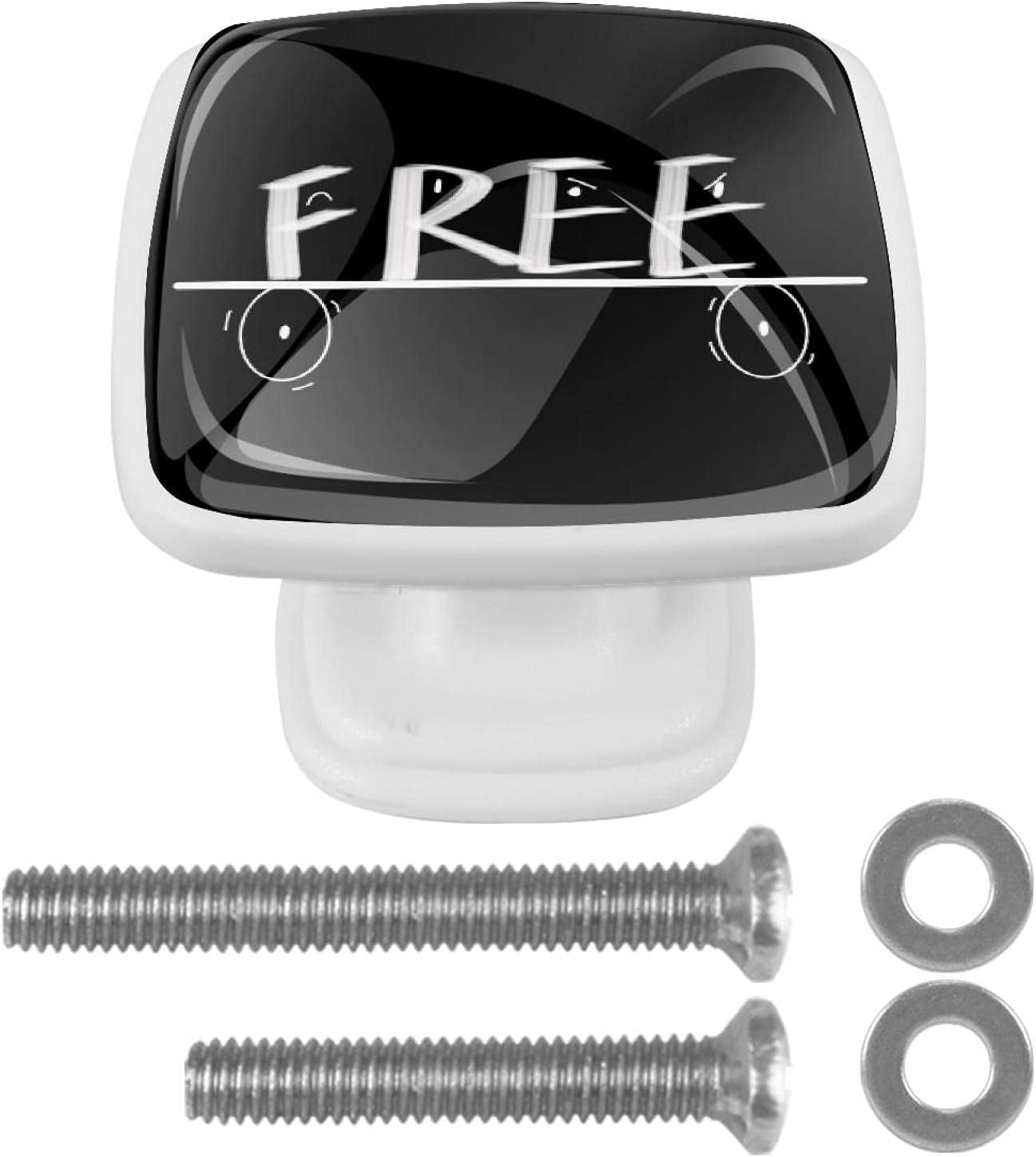 Free on Wheels Prints 30MM Square Drawer Knobs 4PCS Kitchen Cabinet Knob Handle Pulls for Cupboard Wardrobe Dresser Door Furniture Home Decor