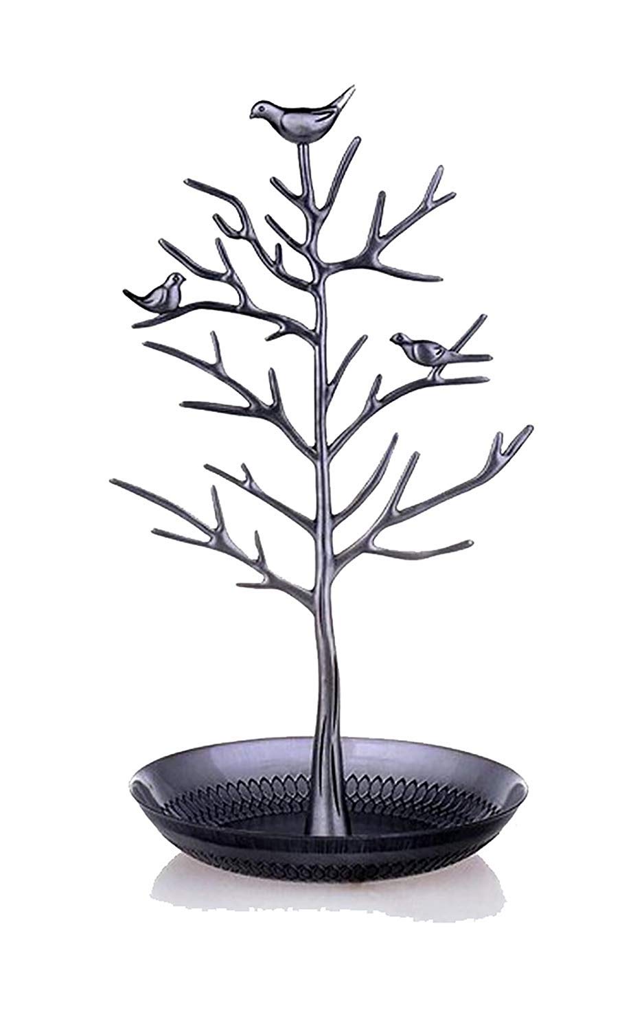 U.mslady Jewellery Stand Earring Holder Ring Display Birds Tree Necklace Organizer(Black)