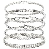 kelistom Cuban Link Rhinestone Tennis Anklet Set for Women 18K Gold or White Gold Plated Chain Ankle Bracelets for Women with Extension