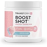 TransformHQ Energy & Focus Powder (Cotton Candy) - Boost Shot Clean Energy Drink Mix - Sugar Free - Non-GMO, Gluten-Free - 28 Servings