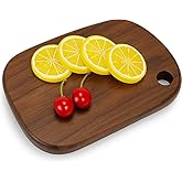 Multibey Solid American Black Walnut Wood Cutting Board, Small Mini Wooden Bar Steak and Cheese Chopping Boards, Double-Sided Waterproof Kitchen & Charcuterie Board for Meat, 8.9"x6.3"x0.8"