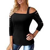 Bellelily Womens Cold Shoulder Tops Ladder Cut Out Shirt Square Neck Half Sleeve Blouses Sexy Casual Summer 2025