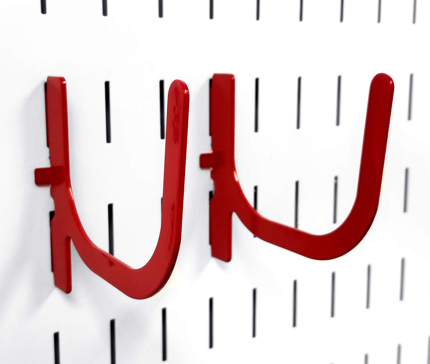 Wall Control 10-UH-404 R Slotted Pegboard U-Hook for Wall Control Pegboard Only, 4" Peg Hook Reach, 2-Hook Pack (Red)