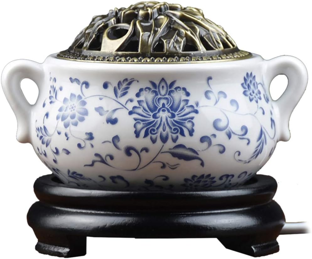 Ceramic Home Decration Incense Sticks or Burner Porcelain Incense Holder,Censer Aroma Diffuser with Adjustable Timer,Daily Aromatherapy Necessities for Office