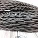10M(33.37ft) Black Vintage Style Lamp Cord Strands,18 Gauge/ 2 Conductor Twisted Rayon Covered Wire, Antique Industrial Electrical Cloth Cord,UL Listed