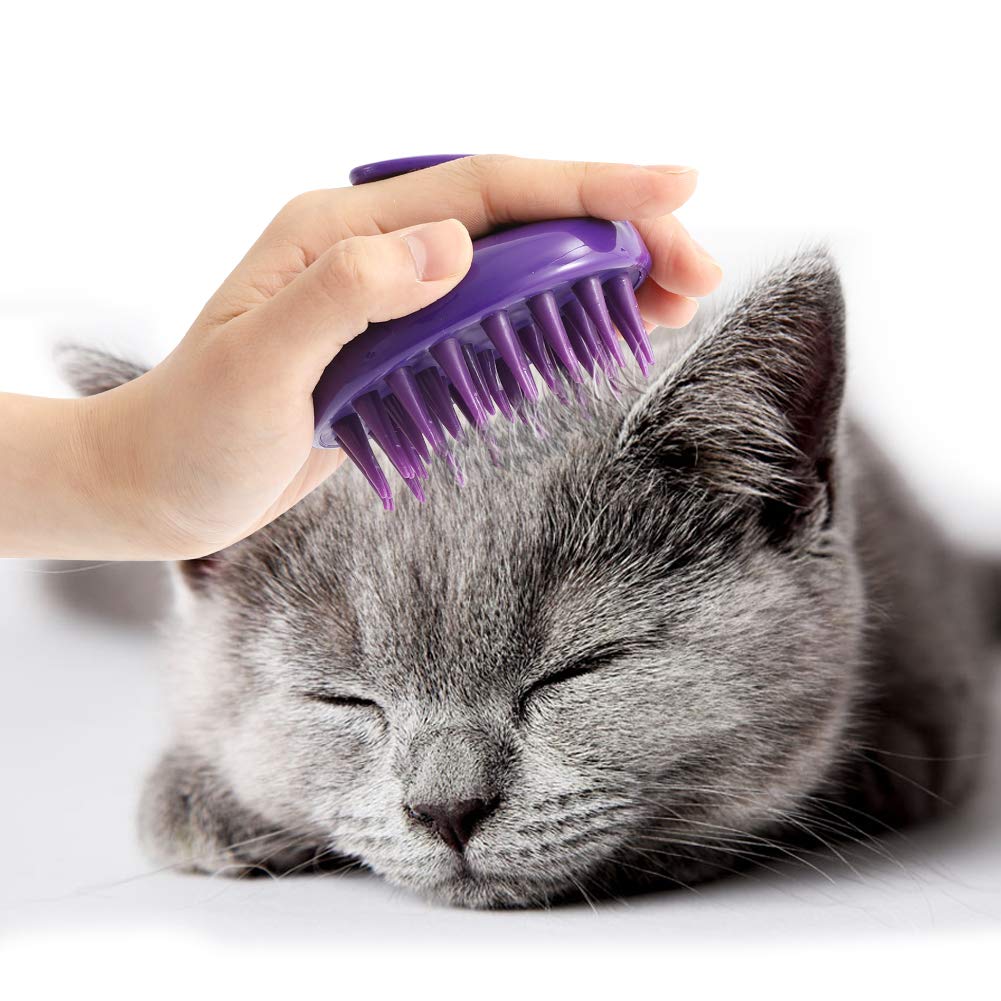 Cat Brush with Soft Rubber Pins, Washable Silicone Pet Brushes for Indoor Cats Grooming Shedding Massage Bath, Removes Hair Mats Tangles and Loose Fur for Short to Long Haired