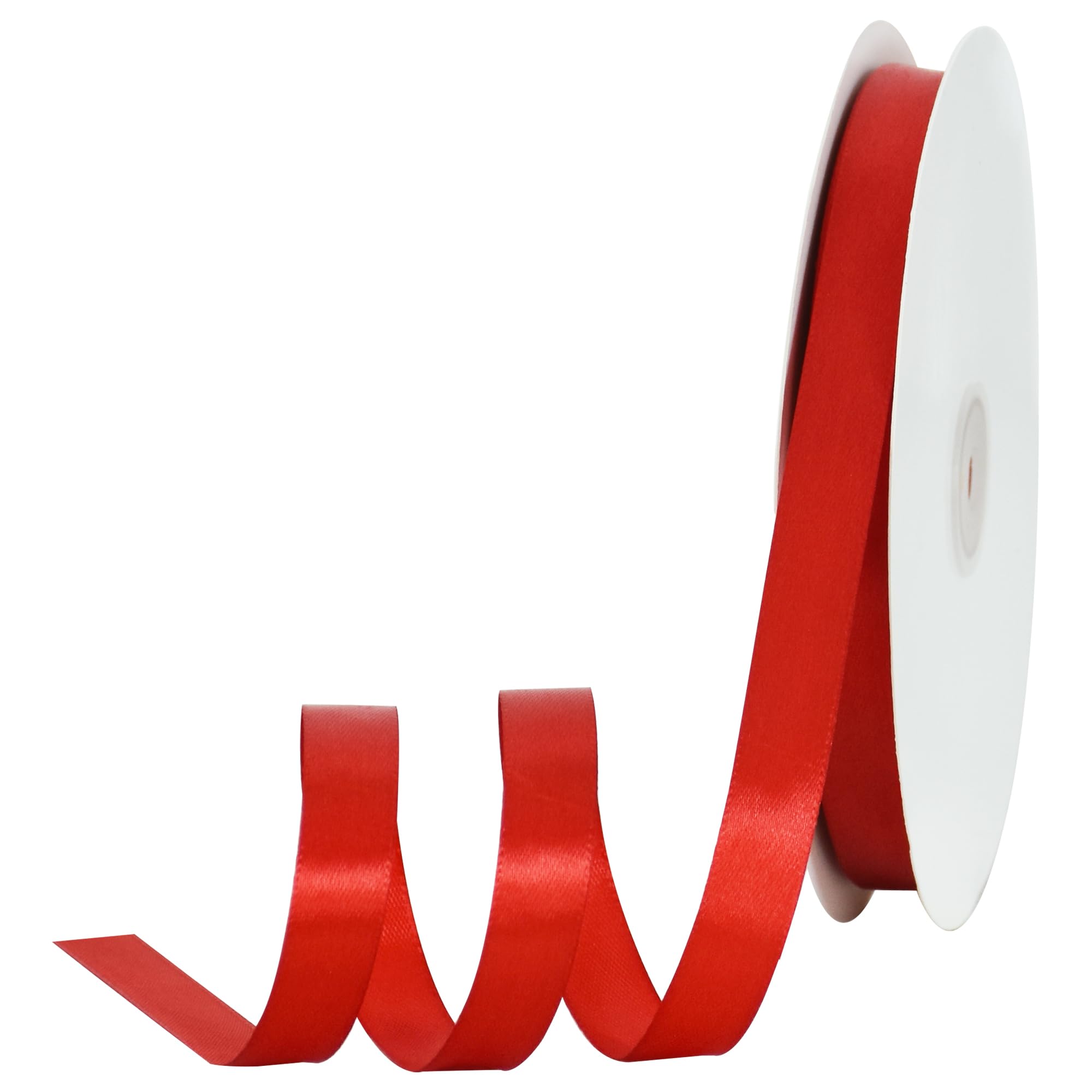 TONIFUL 5/8 Inch x 100yds Red Satin Ribbon Thin Solid Frabic Ribbons for Sewing, Craft, Bows Making, Gift Wrapping, Invitation Cards, Wedding Party Valentine's Decor