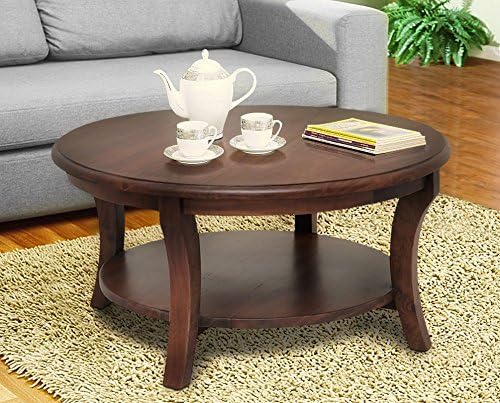 Casual Elements Kensington Round Coffee Table, Medium Brown