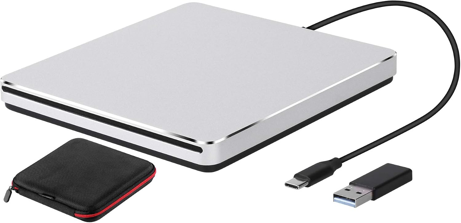 NOLYTH CD Drive for Mac USB DVD Drive External CD Burner for Laptop Slot-in SuperDrive for Apple Portable Optical Disk Reader Writer DVD Player for PC Windows MacBook