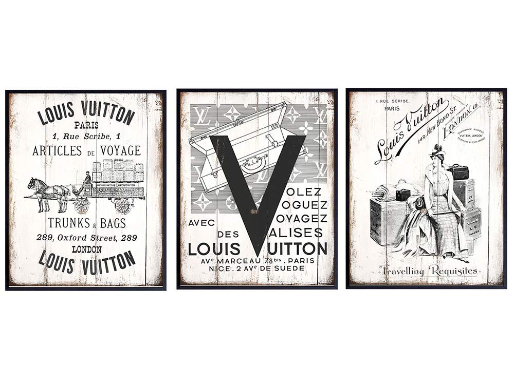 High Fashion Design Faux Wood Sign Plaque Pictures- Rustic Shabby Chic Vintage Wall Art Print Photo Set - Unique Gift for Designer Couture Fans - Home Decor, Bedroom, Living Room Decoration Posters