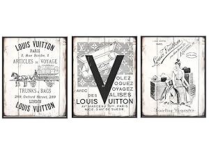 High Fashion Design Faux Wood Sign Plaque Pictures- Rustic Shabby Chic Vintage Wall Art Print Photo Set - Unique Gift for Designer Couture Fans - Home Decor, Bedroom, Living Room Decoration Posters
