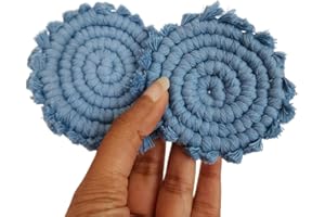 HANDMADE BY URUBA Cotton Car Coasters for Cup Holders, 2PC Car Cup Coasters, Drink Coaster Holder, Cute cupholder Coaster Accessories for Women, Macrame, Boho (Cloudy Day)