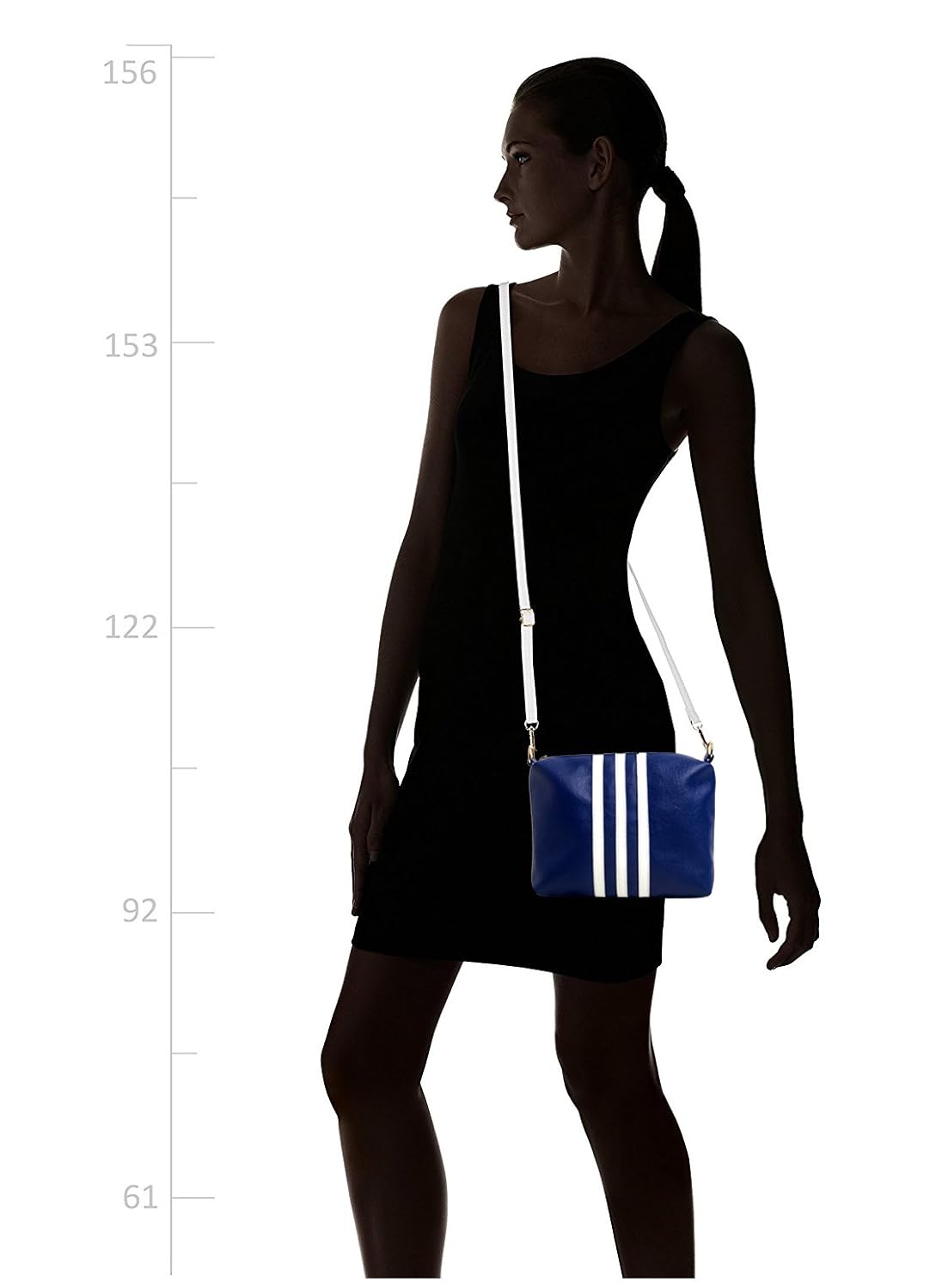 mammon women's sling bag blue & white - slg-3strip-bw