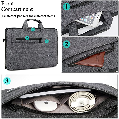 image for BRINCH 15.6 Inch Laptop Shoulder Bag,Multi-Functional Slim Portable La