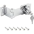 3 Inch Keyed Door Lock Hasp Latch, Stainless Steel Heavy Duty Cabinet Locks with Keys, Fit for 90/180 Degree Install, Double Hinge Hasp for Cabinets, Barn Doors