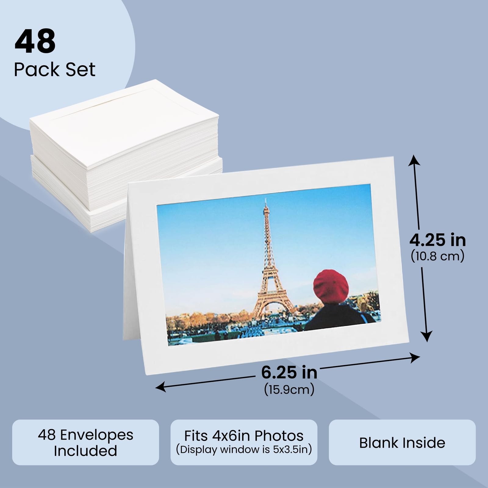 Mua Best Paper Greetings 48 Pack Photo Frame Cards with Envelopes 4x6 ...