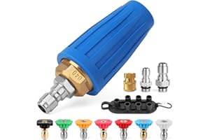 GIANTOOL Turbo Nozzle Pressure Washer, 4000 PSI Rotating Power Washer Nozzles Max 5000 PSI with 1/4” and 3/8” Quick Connect, 7 Pressure Washer Accessories for Concrete, Brick, Driveway, Patio(4.0 GPM)