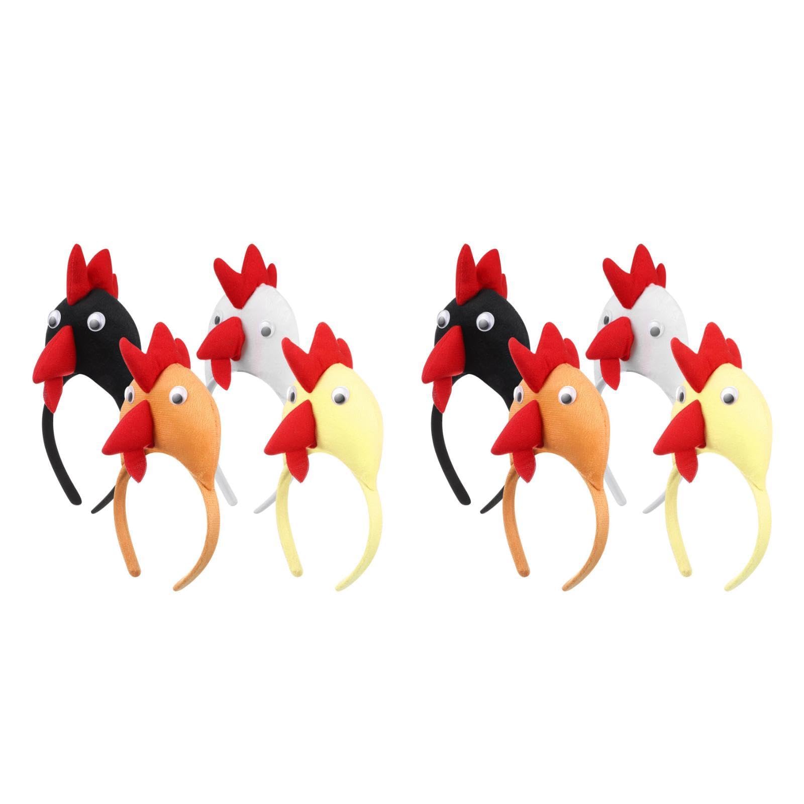 Veemoon 8pcs Funny Chicken Headband Cute Chicken Headband Party Rooster Headwear Chick Hair Hoop Fluffy Animal Ear Headwear Chick Hat Cosplay Costume for Christmas Masquerade Easter Adult Kids