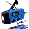 iRonsnow Solar Emergency Hand Crank Weather Radio, Portable Self Powered NOAA AM/FM Radios with SOS Alarm LED Flashlight 5000mAh Power Bank Smart Phone USB Charger for Camping (5000mAh Blue)