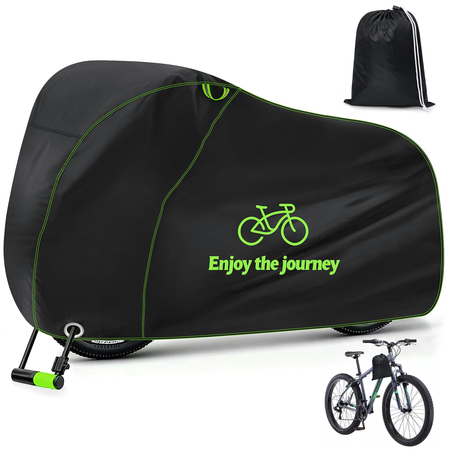 Eyein Bike Cover for 2 Bikes Storage, 210T Extra Heavy Duty Bicycle Cover, Waterproof Anti Dust Rain and UV Protection with Lock Holes and Storage Bag for Mountain Bike / Road Bike / Hybrid