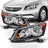 For 2008 2009 2010 2011 2012 4-Door Sedan Honda Accord Driver & Passenger Side Headlights Headlamps