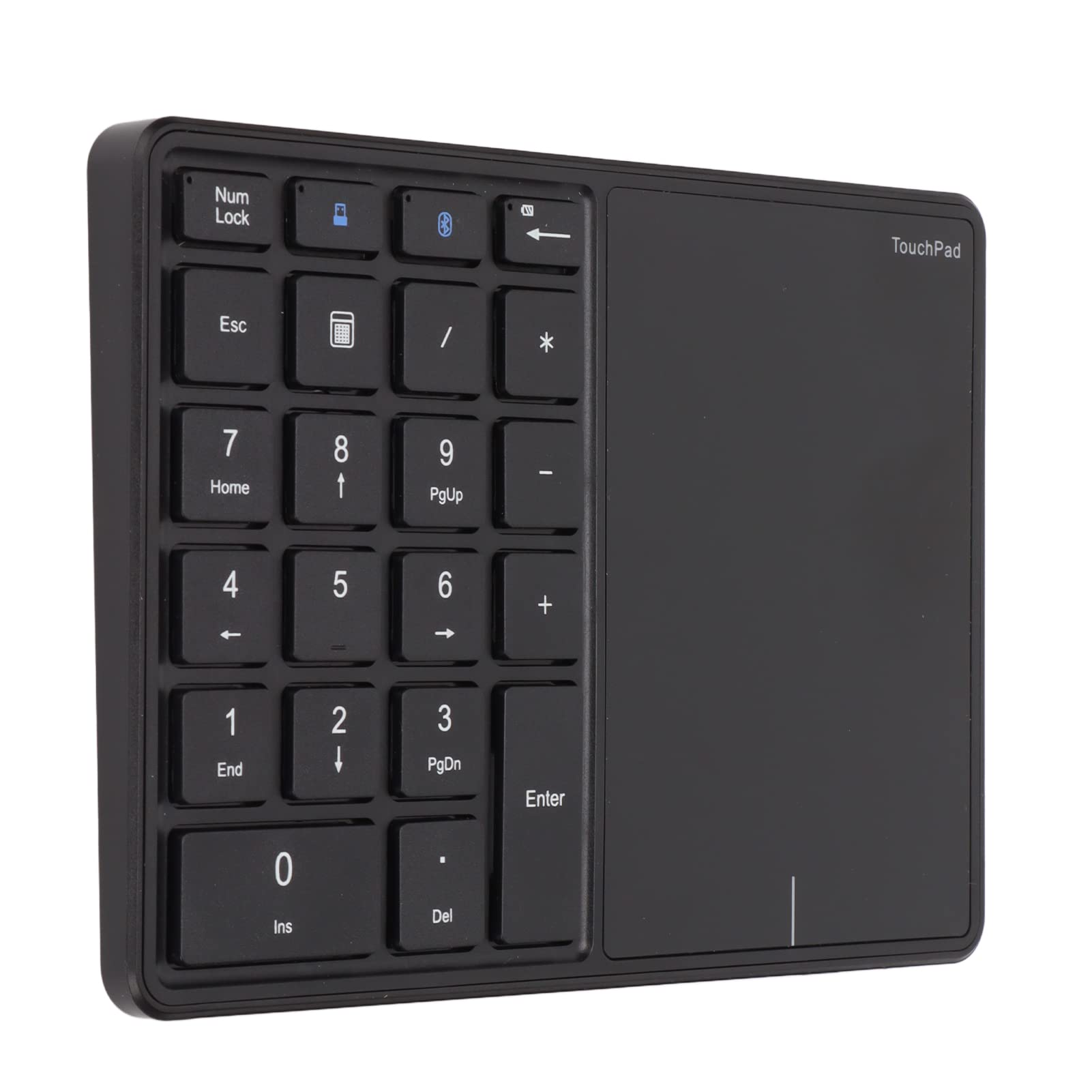 Goshyda Wireless Numeric Keypad, 2 in 1 22 Keys 2.4G Touchpad Bluetooth 4.2 Number Pad, Type C Charging 500mAh Financial Accounting Keyboard, for Laptop, PC, Desktop(black)