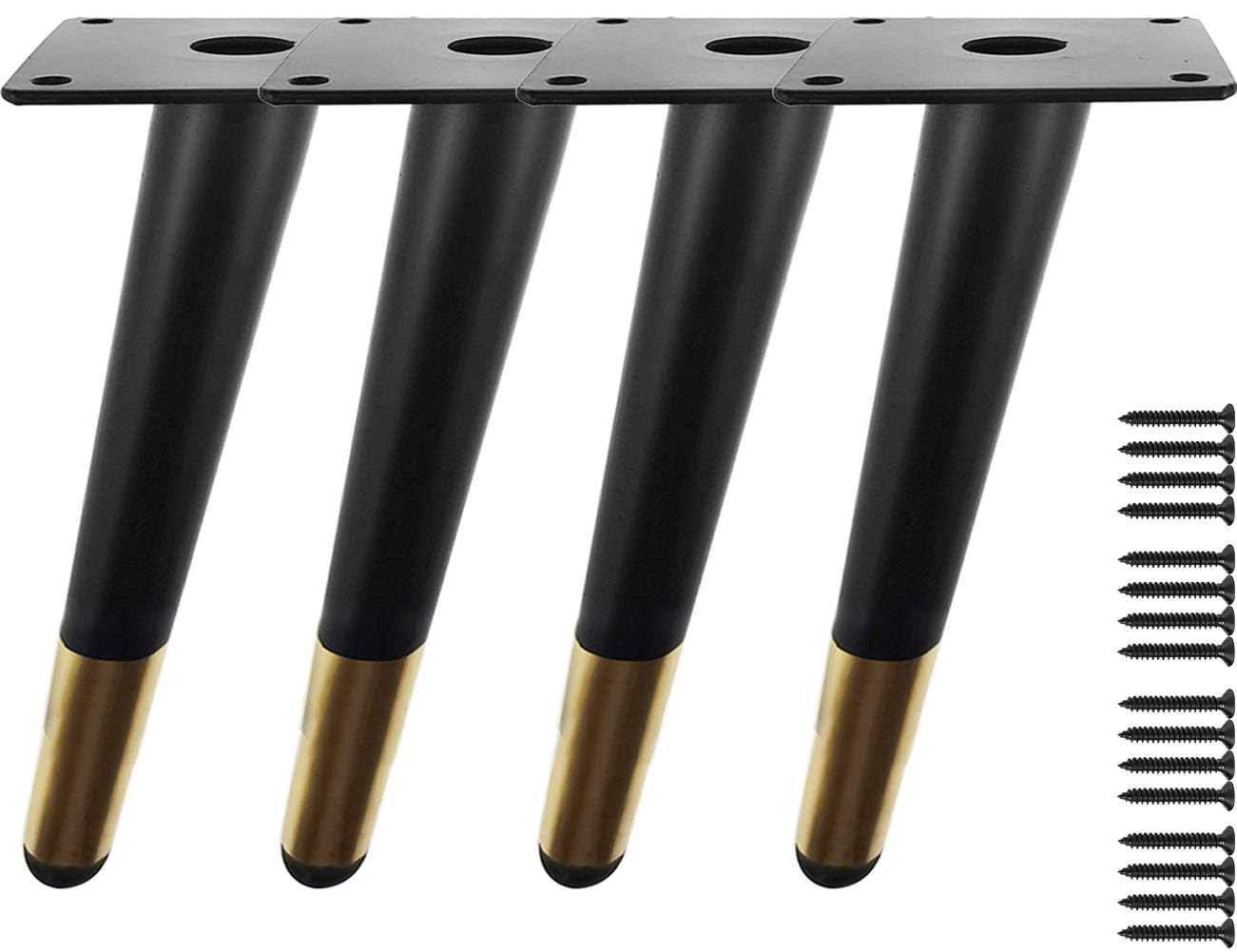 6 Inch Metal furniture Legs Oblique Conical Metal Legs Matte Black Gold Mid-Century Style Furniture Feet for Sofa Cabinet Table Chair Cupboard Couch Home DIY Projects（ 4 Pc ）(15cm)