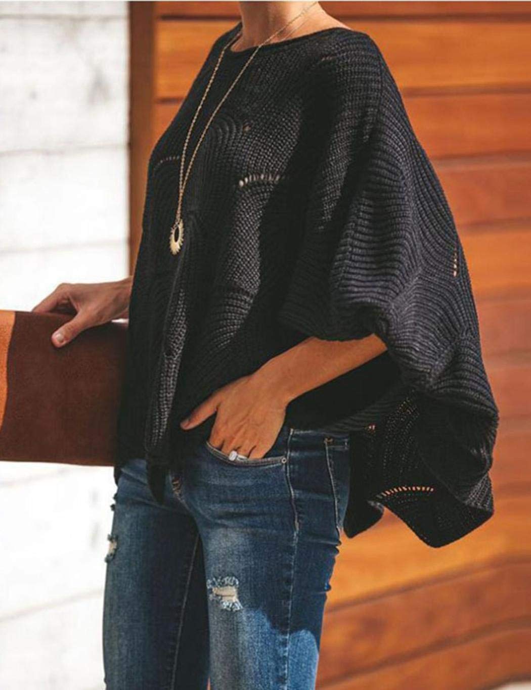 Zuionk Frauen Lose Pullover Pullover Fledermaus Flügel Ärmel Jumper Pullover