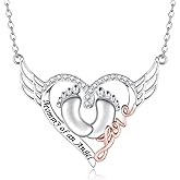 Sterling Silver Miscarriage Necklace for Women - Mommy of an angel Heart Pendant Loss of Pregnancy Memorial Jewelry Mother Losing Sympathy Gifts for Mom