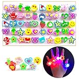 Flashing Light Up Ring LED Glow Finger Colorful Lights 50 Packs Party Favor for kids Novelty Jelly Rubber Rings